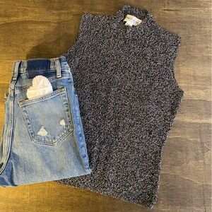 Jones Wear Black and White Knit Tank Top